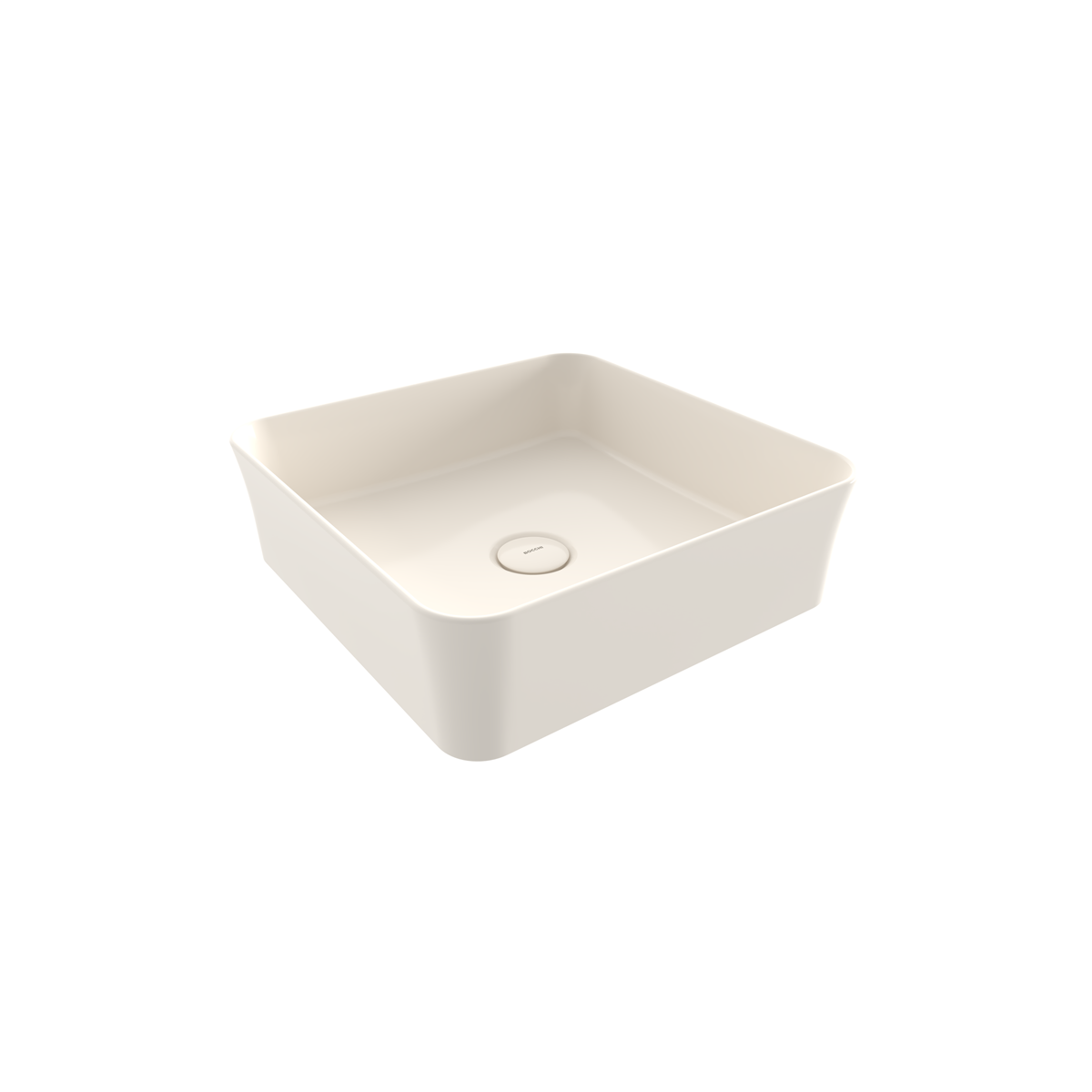 BOCCHI Slim Line Kare Tezgah Üstü Lavabo 38 cm, Parlak Bisküvi