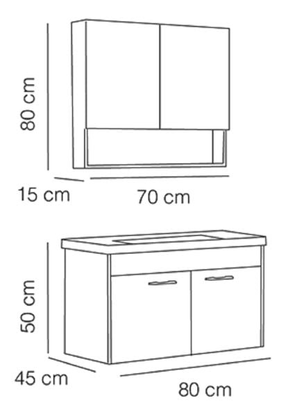 FYM Hazal 80 cm Banyo Dolabı Hazar-Kül Gri