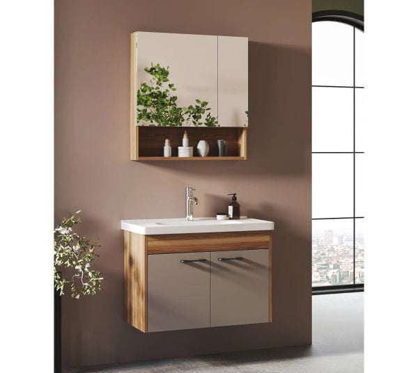 FYM Hazal 80 cm Banyo Dolabı Hazar-Kül Gri