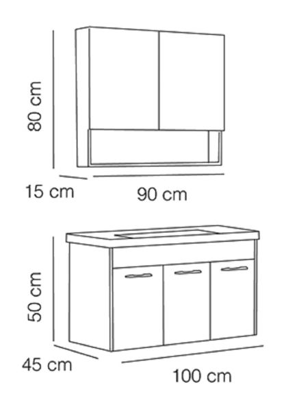 FYM Hazal 100 cm Banyo Dolabı Hazar-Antrasit