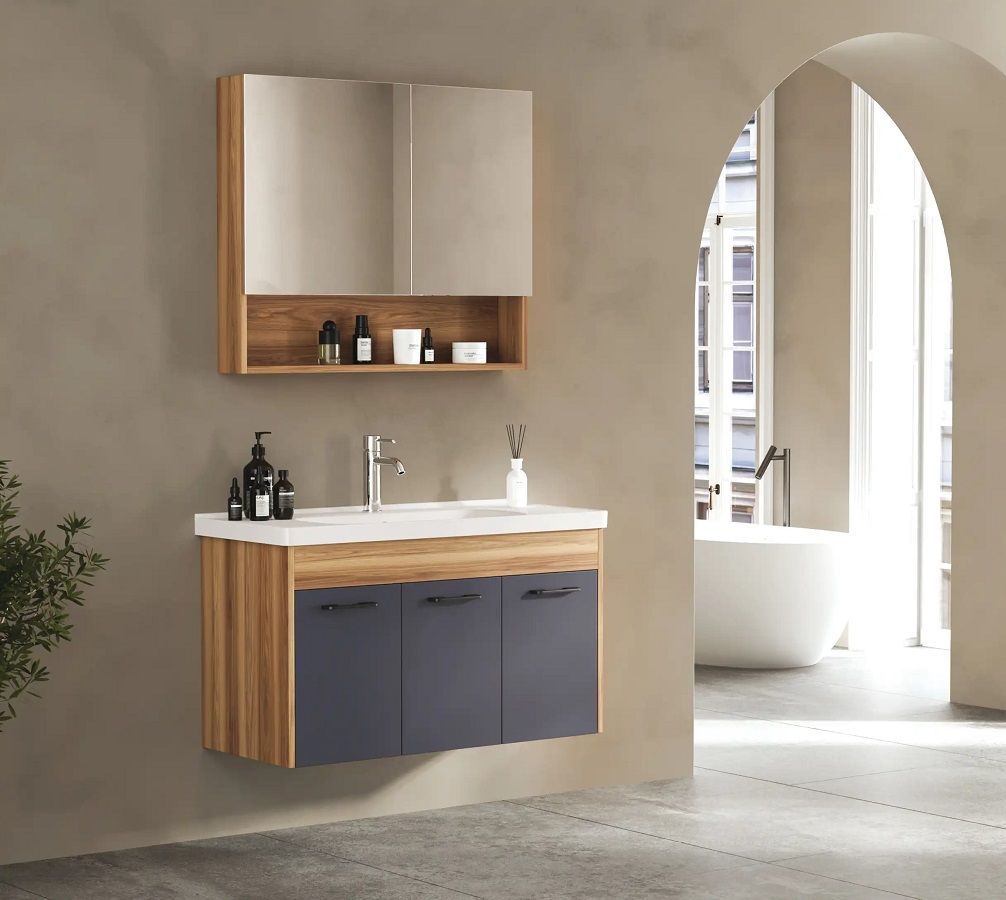 FYM Hazal 100 cm Banyo Dolabı Hazar-Antrasit
