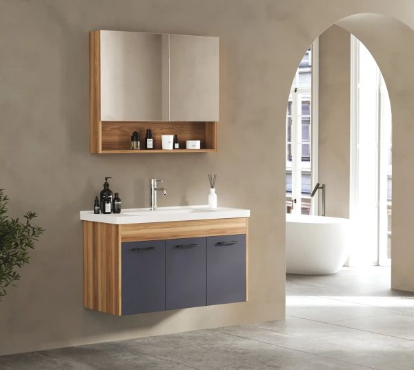 FYM Hazal 100 cm Banyo Dolabı Hazar-Antrasit