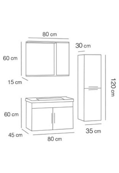 Fym Rosa 80 cm Banyo Dolabı Beyaz