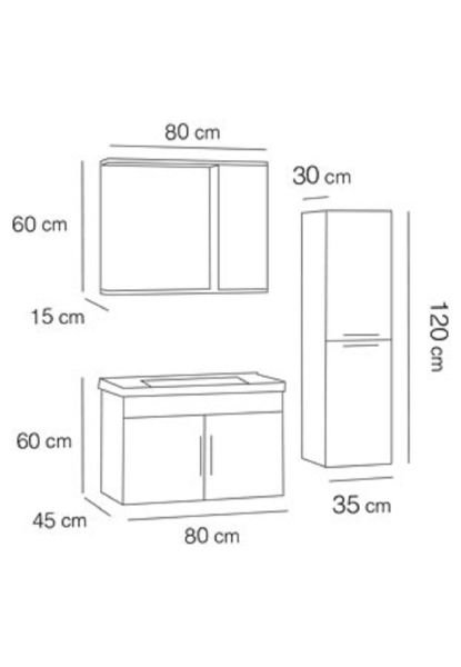 Fym Rosa 80 cm Banyo Dolabı Beyaz