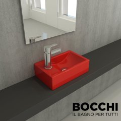 BOCCHİ Milano Dar Sol Lavabo 37 cm Parlak Kırmızı
