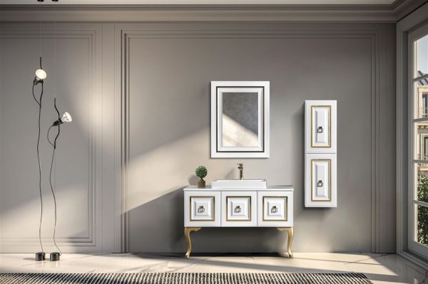 Bagnora Armada 120 cm Mdf Banyo Dolabı Beyaz Gold boy dolabı istemiyorum