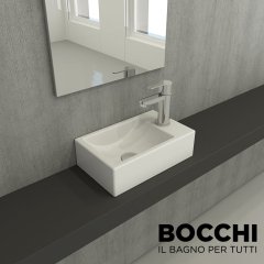BOCCHİ Milano Dar Sağ Lavabo 37 cm Mat Beyaz