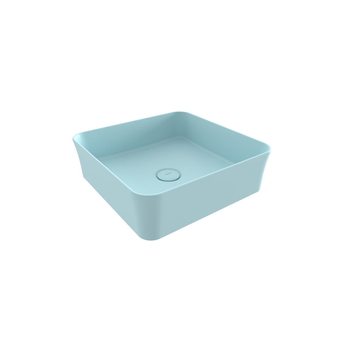 BOCCHI Slim Line Kare Tezgah Üstü Lavabo 38 cm, Mat Buz Mavisi
