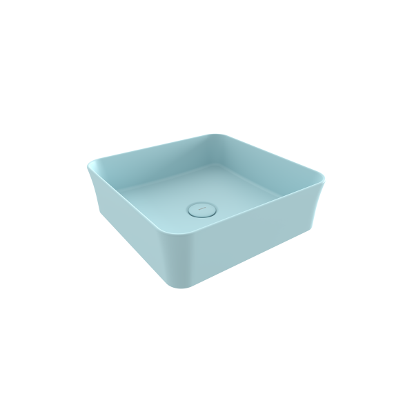 BOCCHI Slim Line Kare Tezgah Üstü Lavabo 38 cm, Mat Buz Mavisi