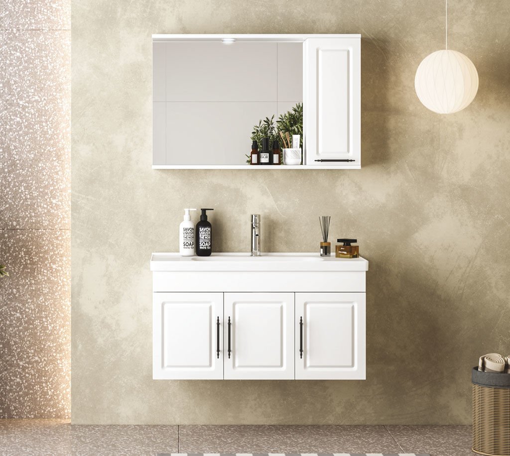 Fym Rosa100 cm Banyo Dolabı Beyaz