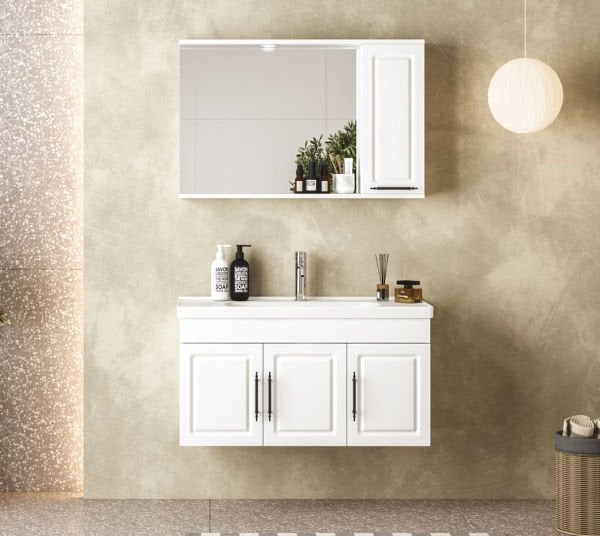 Fym Rosa100 cm Banyo Dolabı Beyaz
