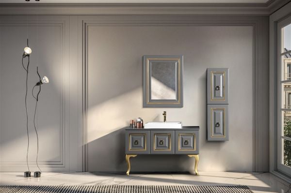 Bagnora Armada 120 cm Mdf Banyo Dolabı Antrasit Gold boy dolabı istemiyorum