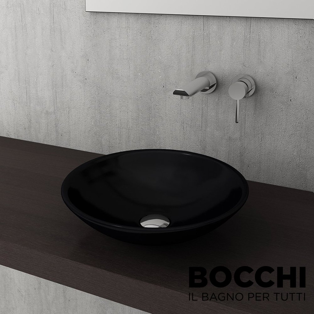 BOCCHI Venezia Çanak Lavabo, 40 cm, Parlak Siyah