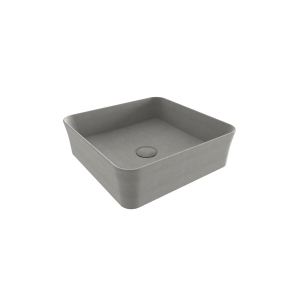 BOCCHI Slim Line Kare Tezgah Üstü Lavabo 38 cm, Mat Beton