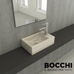 BOCCHİ Milano Dar Sağ Lavabo 37 cm Parlak Bisküvi