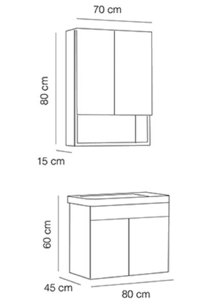 Fym Side 80 cm Banyo Dolabı Antrasit