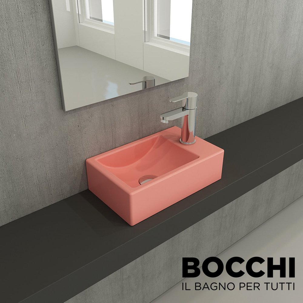 BOCCHİ Milano Dar Sağ Lavabo 37 cm Mat Somon