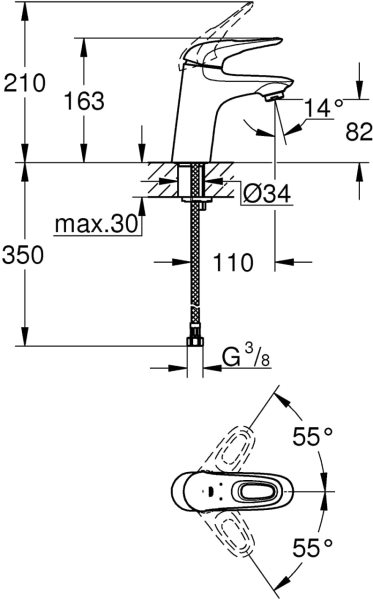 Grohe Eurostyle Tek kumandalı lavabo bataryası (Cold Start)