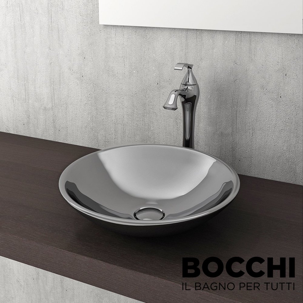 BOCCHI Venezia Çanak Lavabo, 40 cm, Parlak Gümüş