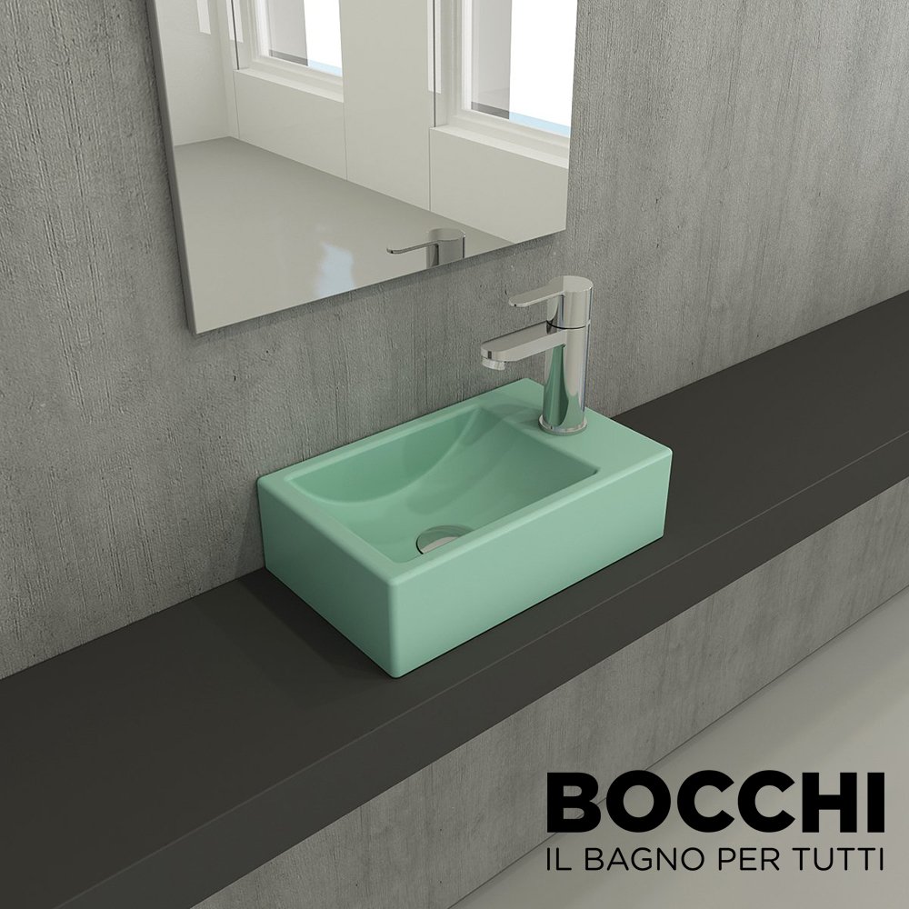 BOCCHİ Milano Dar Sağ Lavabo 37 cm Mat Mint Yeşil