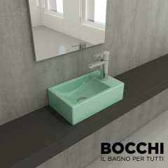 BOCCHİ Milano Dar Sağ Lavabo 37 cm Mat Mint Yeşil