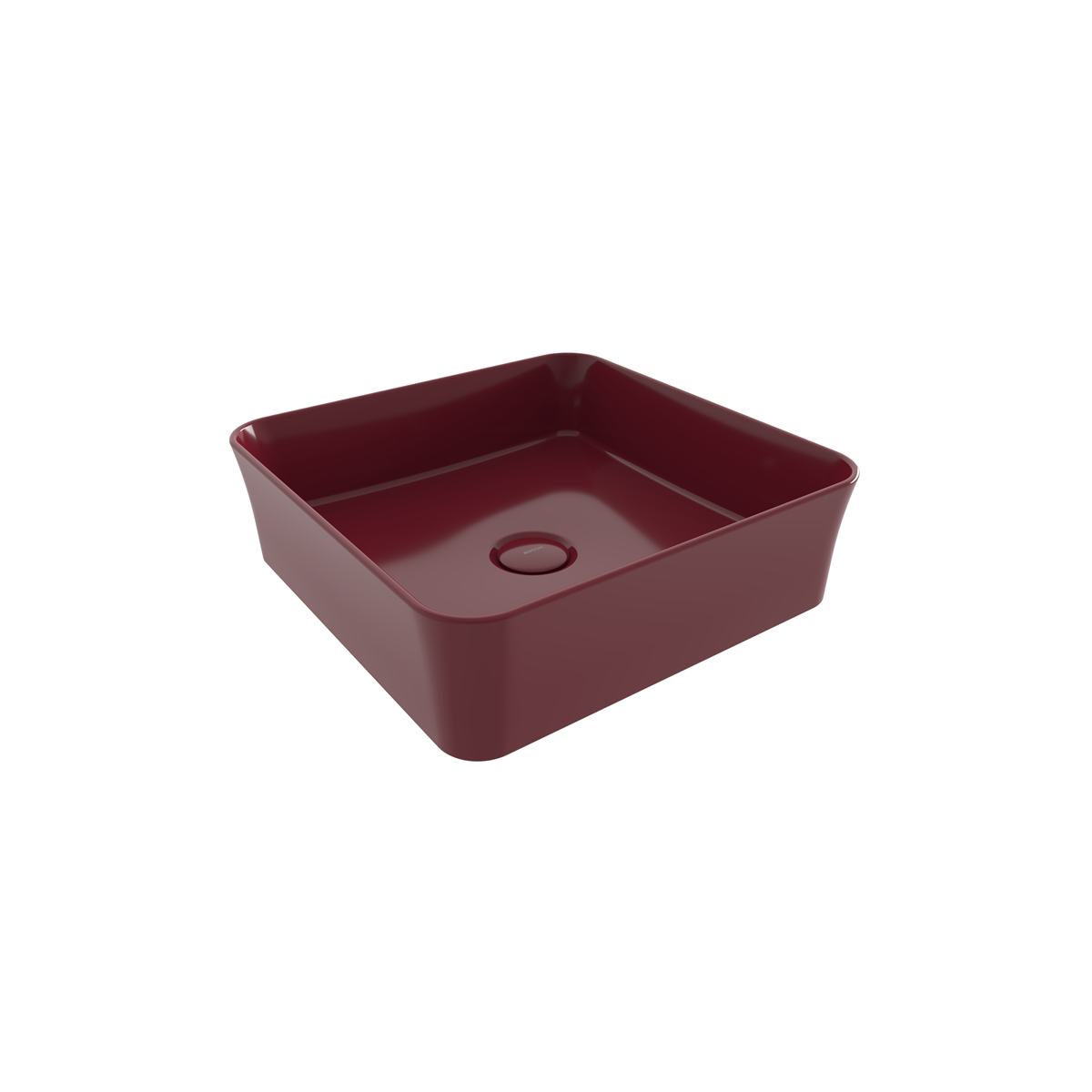 BOCCHI Slim Line Kare Tezgah Üstü Lavabo 38 cm, Parlak Burgonya Bordosu