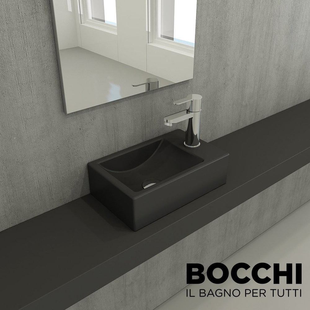 BOCCHİ Milano Dar Sağ Lavabo 37 cm Mat Antrasit