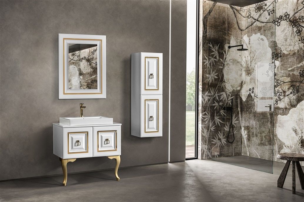 Bagnora Armada 80 cm Mdf Banyo Dolabı Beyaz Gold boy dolabı istemiyorum