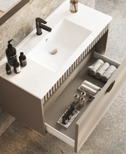 Fym Stell 100 cm Banyo Dolabı Sahra