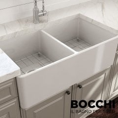 BOCCHI Lavello Mutfak Eviyesi Çift Gözlü 85 cm Parlak Beyaz