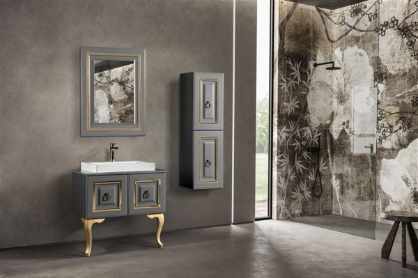 Bagnora Armada 80 cm Mdf Banyo Dolabı Antrasit Gold boy dolabı istemiyorum