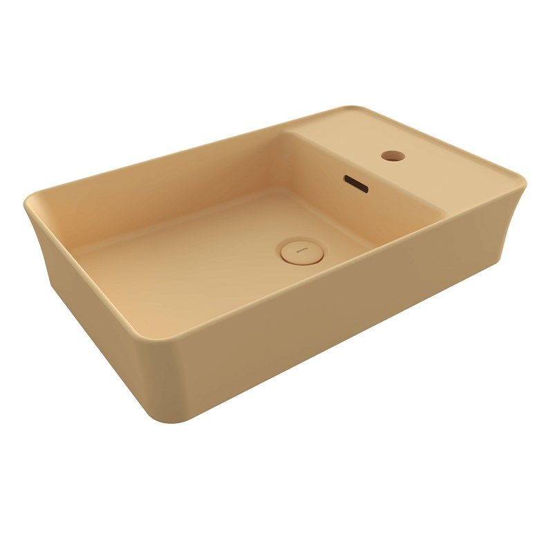 BOCCHI Slim Line Dikdörtgen Tezgah Üstü Lavabo 60 cm, Mat Kaşmir