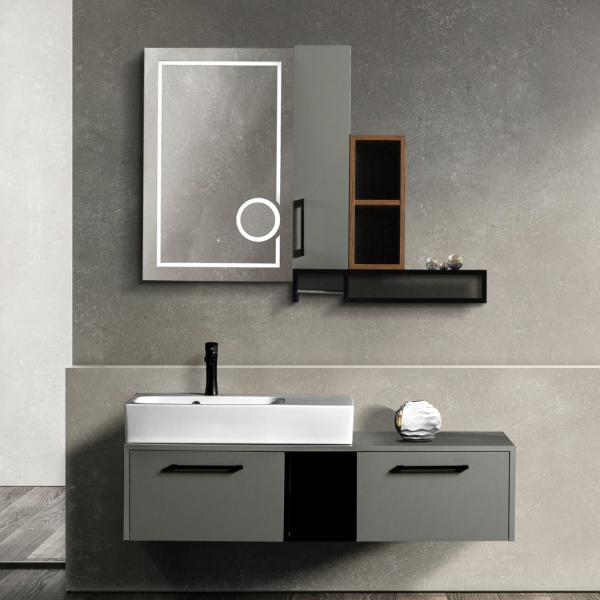 Bagnora Armoni 135 cm Mdf Banyo Dolabı Kaya Gri