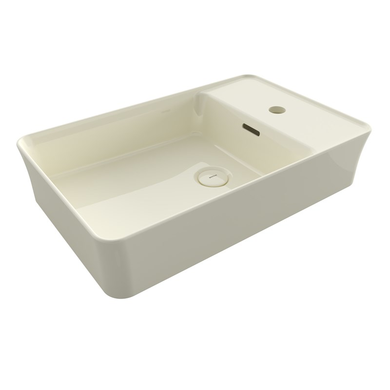 BOCCHI Slim Line Dikdörtgen Tezgah Üstü Lavabo 60 cm, Parlak Bisküvi