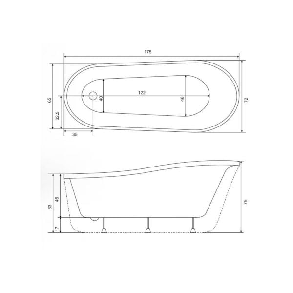 Shower Arges 72x175 cm Sarı Özel Tasarım Küvet