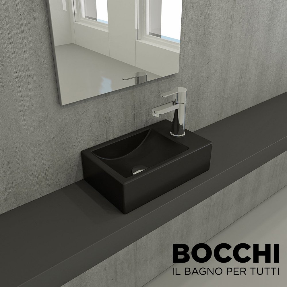 BOCCHİ Milano Dar Sağ Lavabo 37 cm Mat Siyah