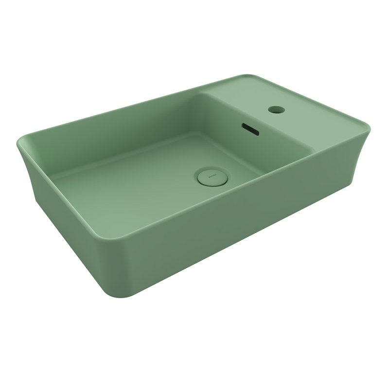 BOCCHI Slim Line Dikdörtgen Tezgah Üstü Lavabo 60 cm, Mat Mint Yeşil