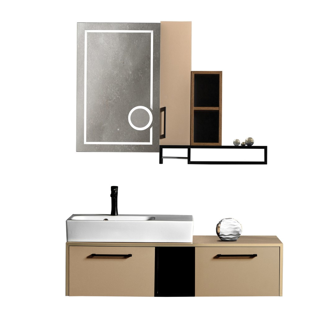 Bagnora Armoni 135 cm Mdf Banyo Dolabı Cappuccino