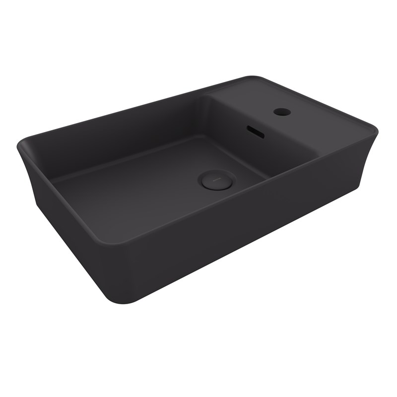 BOCCHI Slim Line Dikdörtgen Tezgah Üstü Lavabo 60 cm, Mat Antrasit