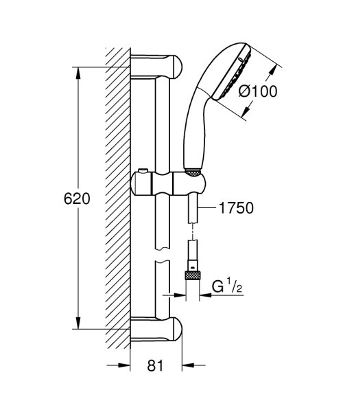 Grohe  Tempesta  100 Sürgülü Duş Seti, 3 Fonksiyonlu