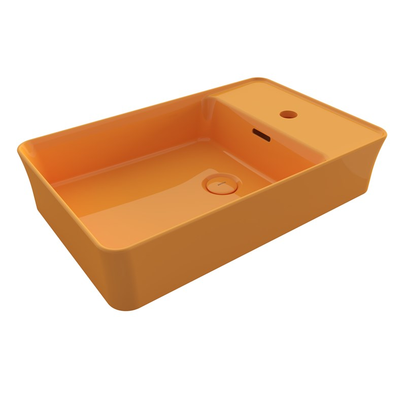 BOCCHI Slim Line Dikdörtgen Tezgah Üstü Lavabo 60 cm, Parlak Mandalina Sarısı