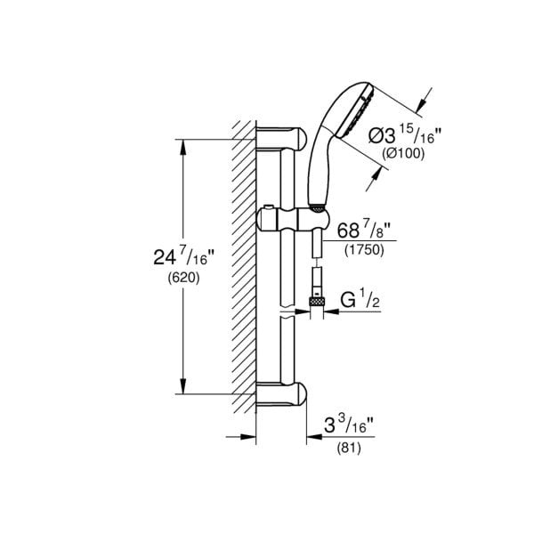 Grohe  Tempesta  100 Sürgülü Duş Seti, 2 Fonksiyonlu