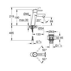 Grohe Concetto Tek Kumandalı Lavabo Bataryası M-Boyut