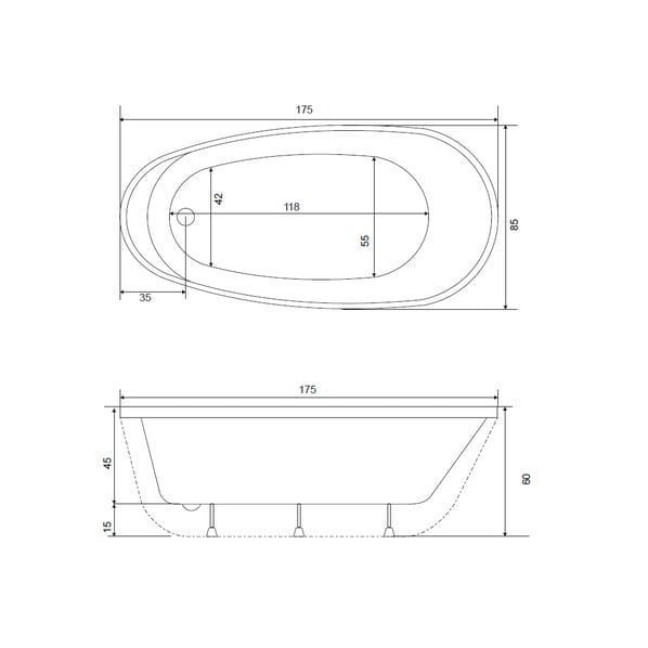 Shower Maya 85x180 cm Mavi Özel Tasarım Küvet