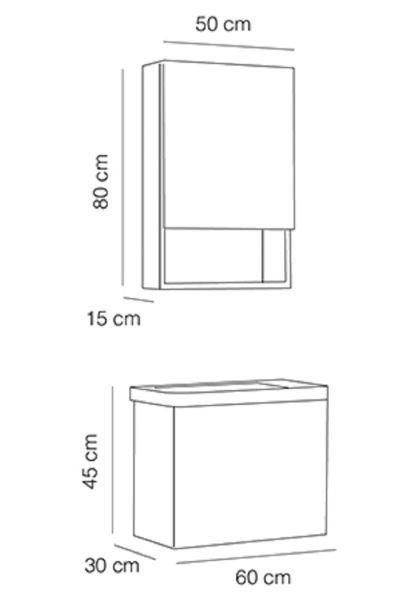 Fym Alaçatı 60 cm Banyo Dolabı Antrasit