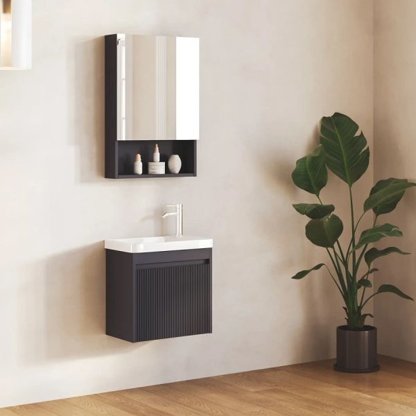 Fym Alaçatı 60 cm Banyo Dolabı Antrasit