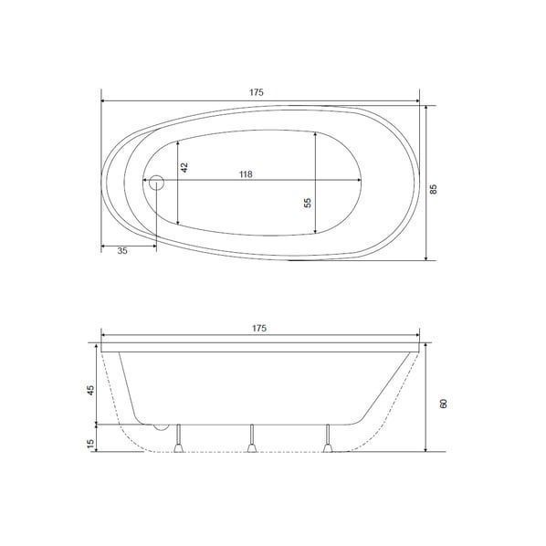 Shower Maya 85x180 cm turuncu Özel Tasarım Küvet