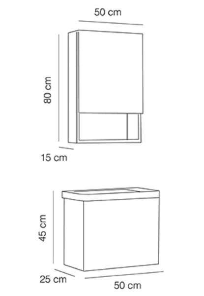 Fym Alaçatı 50 cm Banyo Dolabı Kül Gri