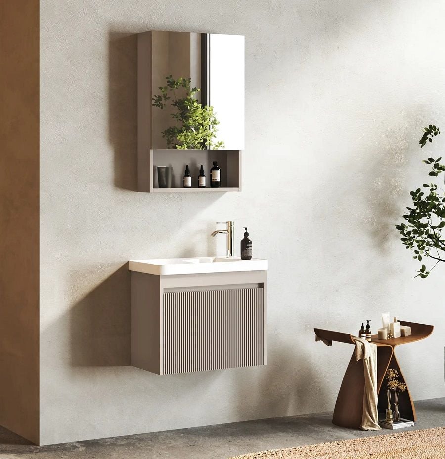 Fym Alaçatı 50 cm Banyo Dolabı Kül Gri