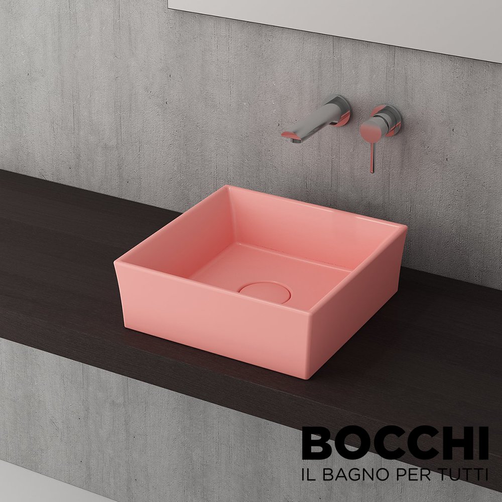 BOCCHI Vessel Kare Tezgah Üstü Lavabo 38 cm, Mat Somon